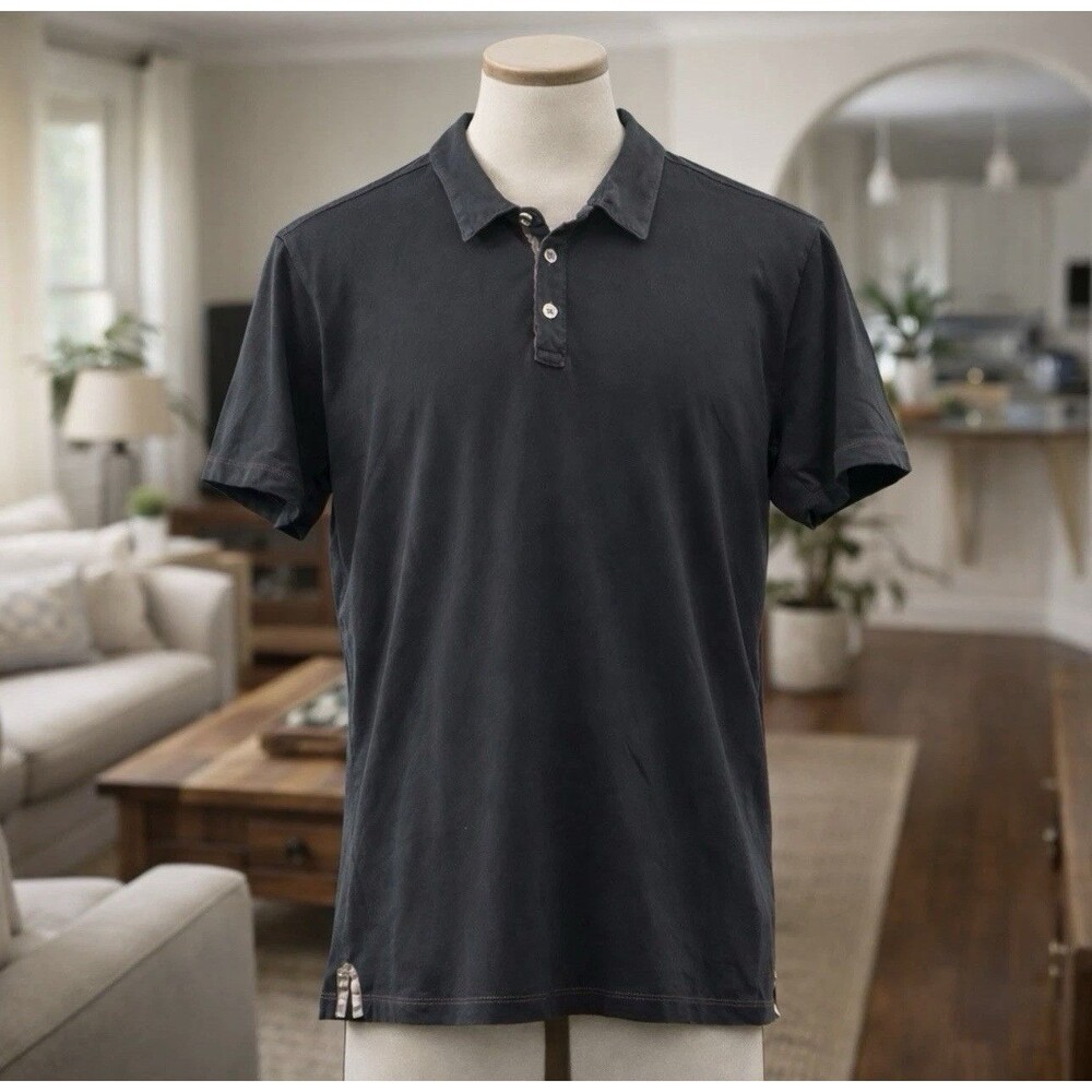 Robert Barakett Men's Solid Pima Cotton Polo Shirt Black Men’s Size XL